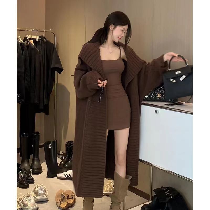 Kardigan bez ovratnika, debeli pleteni s 3D uzorkom i jednim gumbom