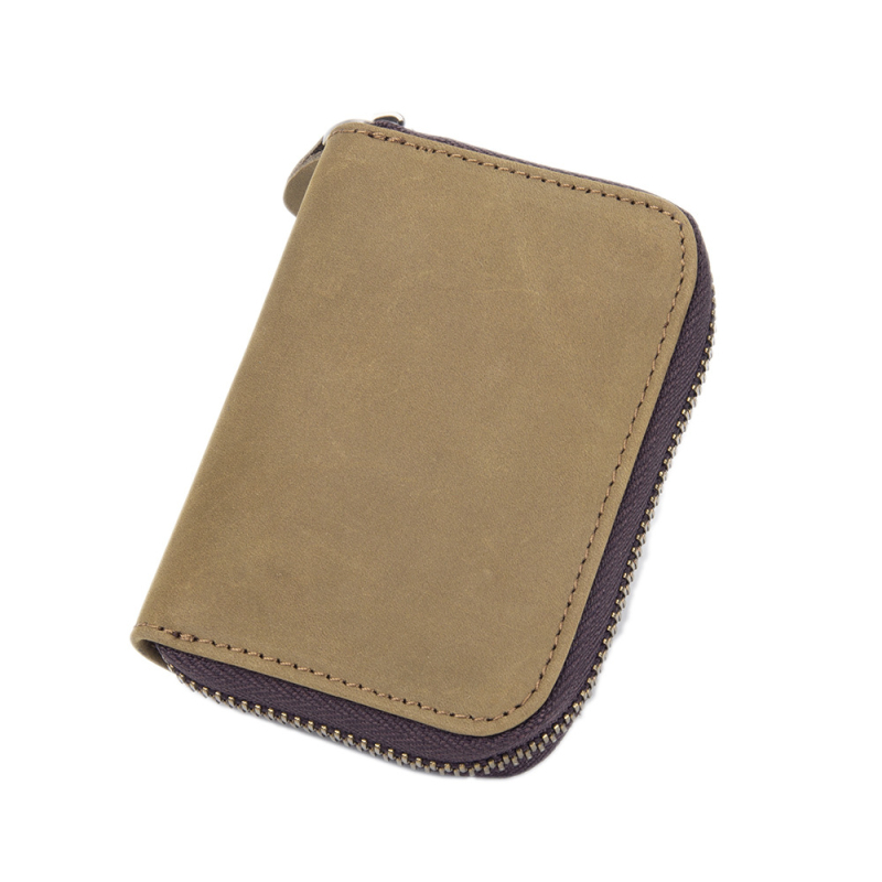 Unisex akordeoninis kortelių dėklas, tikra oda, pirmojo sluoksnio karvių odos, užtrauktukas