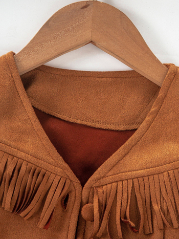 Παιδικό γιλέκο χωρίς μανίκια, σε στυλ καρντιγκάν, καλλιτεχνικό εθνοτικό ύφος, ευρύχωρη γραμμή, ύφασμα πολυεστέρα 100%, μονόχρωμο