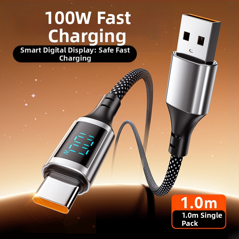 100W kábel s digitálnym displejom pre rýchle nabíjanie, Lightning a USB-C, hliníková zliatina