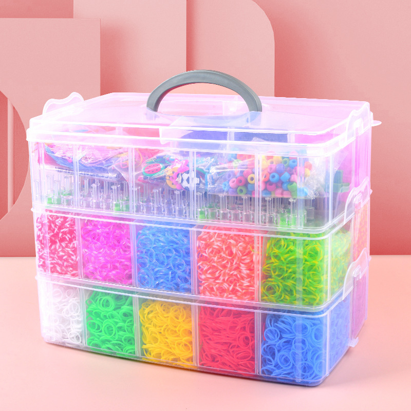 Τριών επιπέδων DIY μηχανή ύφανσης λαστιχίων για παιδιά – εκπαιδευτικό παιχνίδι συναρμολόγησης, Υλικό TPR, κατάλληλο για ηλικίες 7–14