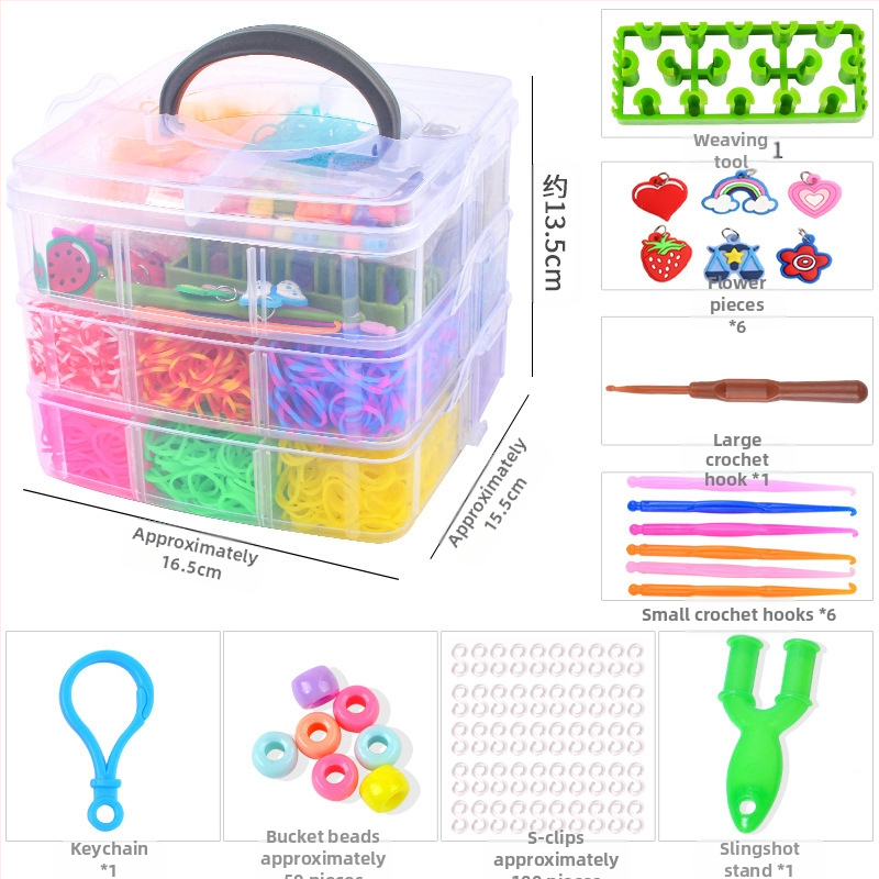 Τριών επιπέδων DIY μηχανή ύφανσης λαστιχίων για παιδιά – εκπαιδευτικό παιχνίδι συναρμολόγησης, Υλικό TPR, κατάλληλο για ηλικίες 7–14