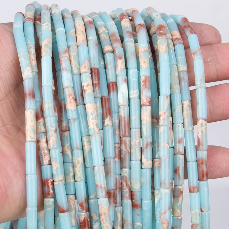 Shoushan kő gyöngyök, cső alakú gyöngyök ékszerekhez, vágott