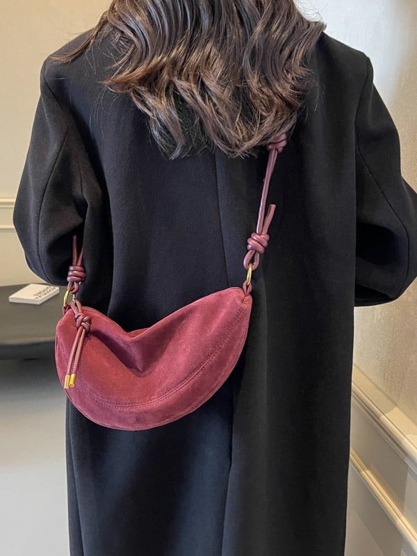 PU torbica za rameni u obliku dumplinga, sa zatvaračem i poliesterom