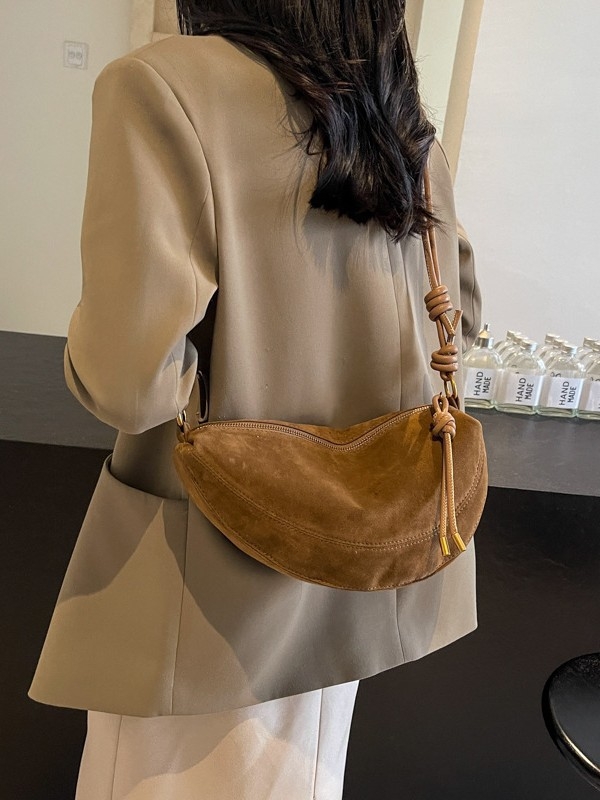 PU torbica za rameni u obliku dumplinga, sa zatvaračem i poliesterom