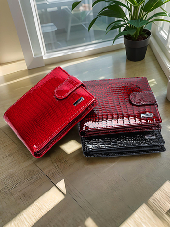 Peňaženka - Prvá vrstva hovädzej kože, karo vzor, mestský minimalistický štýl, podšívka z polyesteru a bavlny