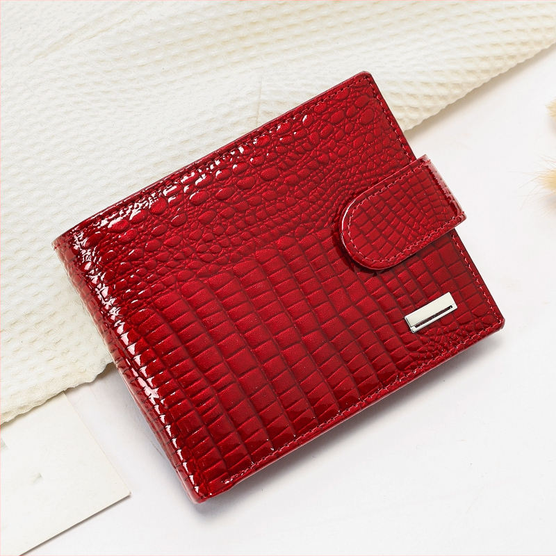 Peňaženka - Prvá vrstva hovädzej kože, karo vzor, mestský minimalistický štýl, podšívka z polyesteru a bavlny