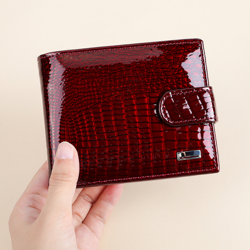 Peňaženka - Prvá vrstva hovädzej kože, karo vzor, mestský minimalistický štýl, podšívka z polyesteru a bavlny