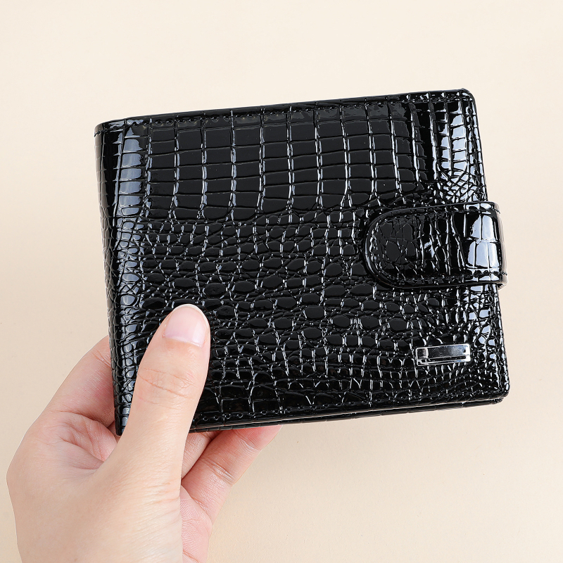 Peňaženka - Prvá vrstva hovädzej kože, karo vzor, mestský minimalistický štýl, podšívka z polyesteru a bavlny