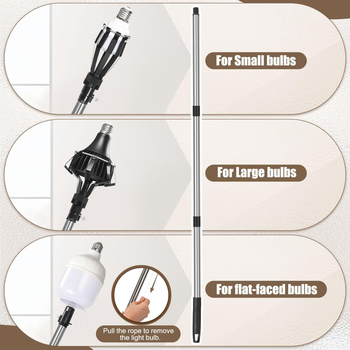 Shuke εργαλείο αντικατάστασης λαμπτήρα από ανοξείδωτο χάλυβα με βεντούζα, αποσυναρμολογούμενο σετ 4 τεμαχίων