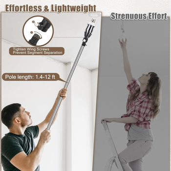 Shuke εργαλείο αντικατάστασης λαμπτήρα από ανοξείδωτο χάλυβα με βεντούζα, αποσυναρμολογούμενο σετ 4 τεμαχίων