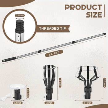 Shuke εργαλείο αντικατάστασης λαμπτήρα από ανοξείδωτο χάλυβα με βεντούζα, αποσυναρμολογούμενο σετ 4 τεμαχίων