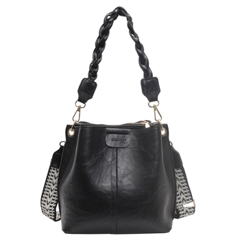 Geantă bucket din PU cu fermoar, crossbody cu curea simplă, căptușeală din piele sintetică, buzunare interioare: buzunar secret cu fermoar, buzunar pentru cameră