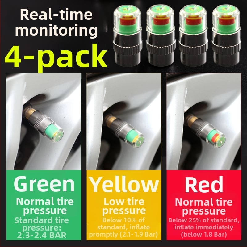 Metalo padangos slėgio įspėjimo gaubtas, 2,4 bar diapazonas, spalvotas ekranas, padangų slėgio monitoriavimas