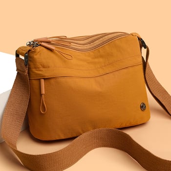 Ženska crossbody torba, urbani minimalistički stil, najlon, horizontalni kvadratni oblik, zatvaranje zipom, poliester podstava