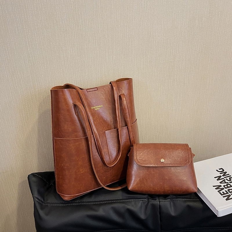 Γυναικεία Τσάντα Tote με αστικό μινιμαλισμό, PU υλικό, σχήματος κάδου, μαγνητικό κούμπωμα (PU, Tote bag, bucket-type, magnetic buckle, urban minimalist design)