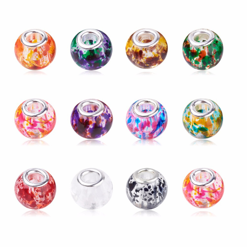 DIY set perli za narukvice i ogrlice – staklene glazirane perle s velikim otvorom, perle od mekanog gline Shamballa dijamantne perle; Tip: slobodne perle; Materijal: staklo/glazura; Obrada: kaljenje, pečenje boja, premaz