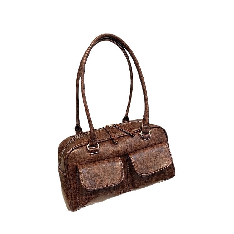 PU torba za ispod pazuha s zatvaračem, horizontalni kvadratni oblik, poliester podstava, unutarnja džep sa zatvaračem i džep za mobitel