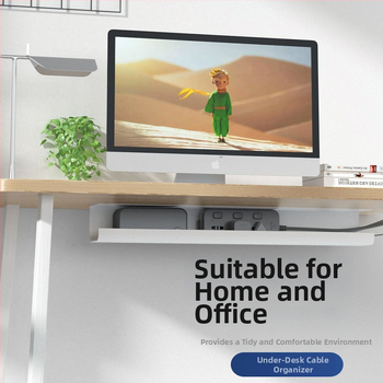 Raft de gestionare a cablurilor sub birou, PVC, cutie de organizare a cablurilor, fără găuri