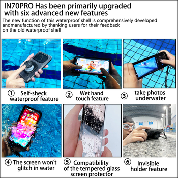 Husă impermeabilă pentru iPhone 16 Plus — până la 30 m sub apă, ecran tactil subacvatic, material PC