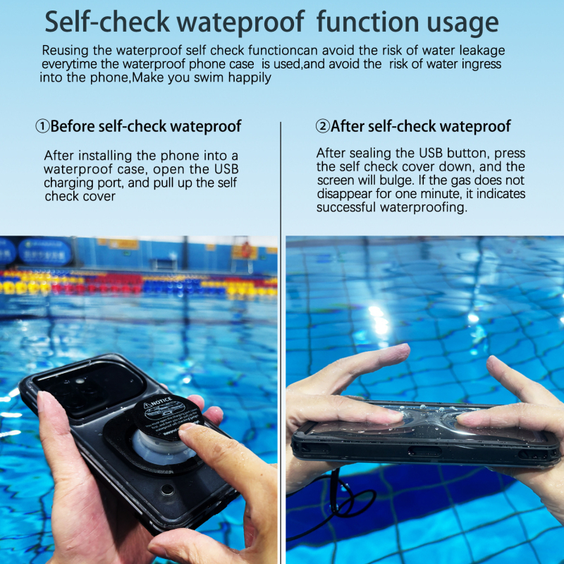 Husă impermeabilă pentru iPhone 16 Plus — până la 30 m sub apă, ecran tactil subacvatic, material PC