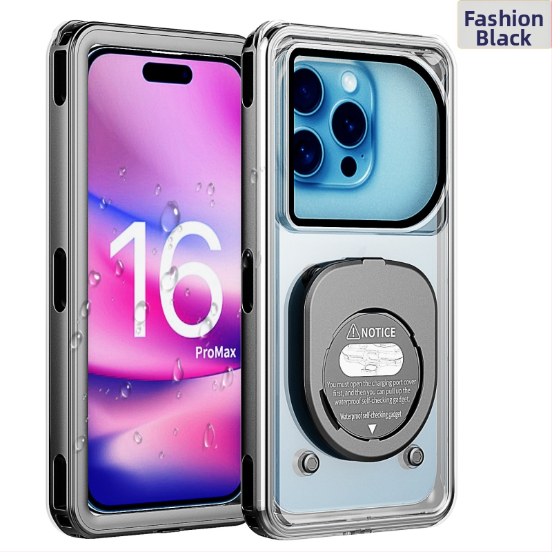 Husă impermeabilă pentru iPhone 16 Plus — până la 30 m sub apă, ecran tactil subacvatic, material PC