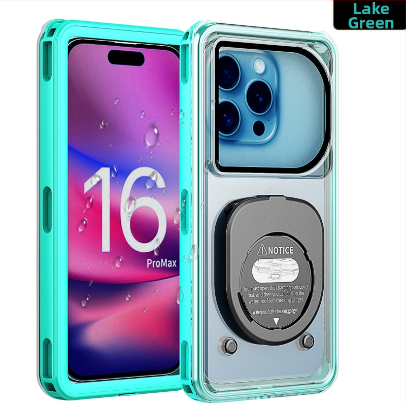 Husă impermeabilă pentru iPhone 16 Plus — până la 30 m sub apă, ecran tactil subacvatic, material PC