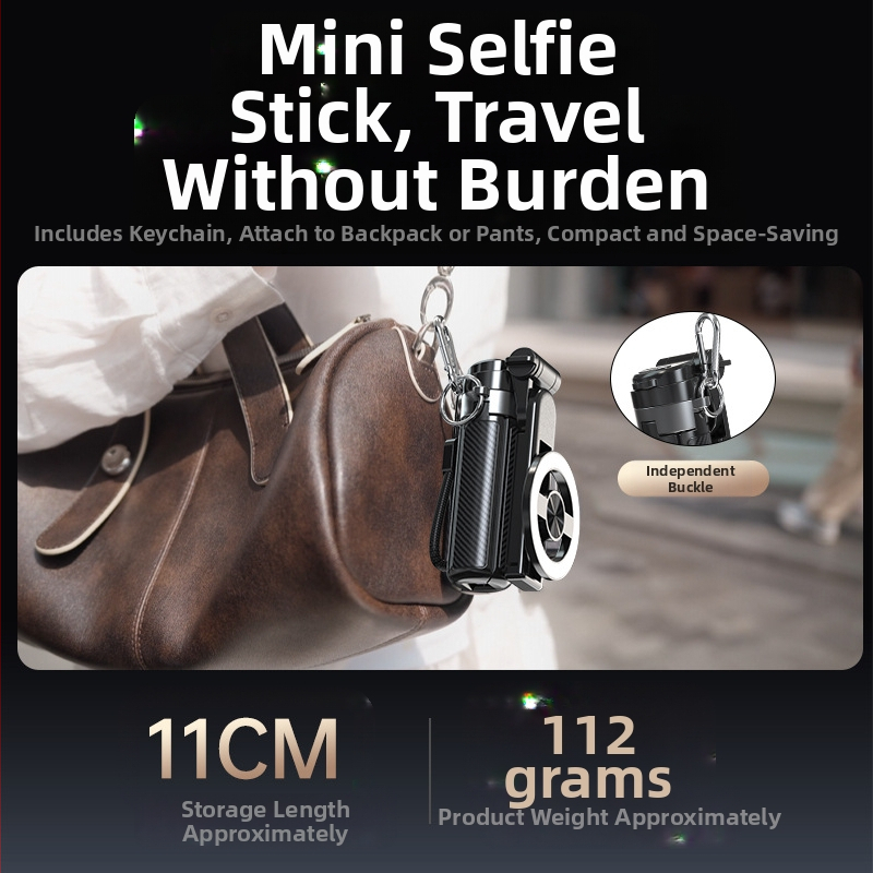 Мини магнитен Bluetooth селфи стик с телескопичен държач и MagSafe ръкохватка – анти-трептене