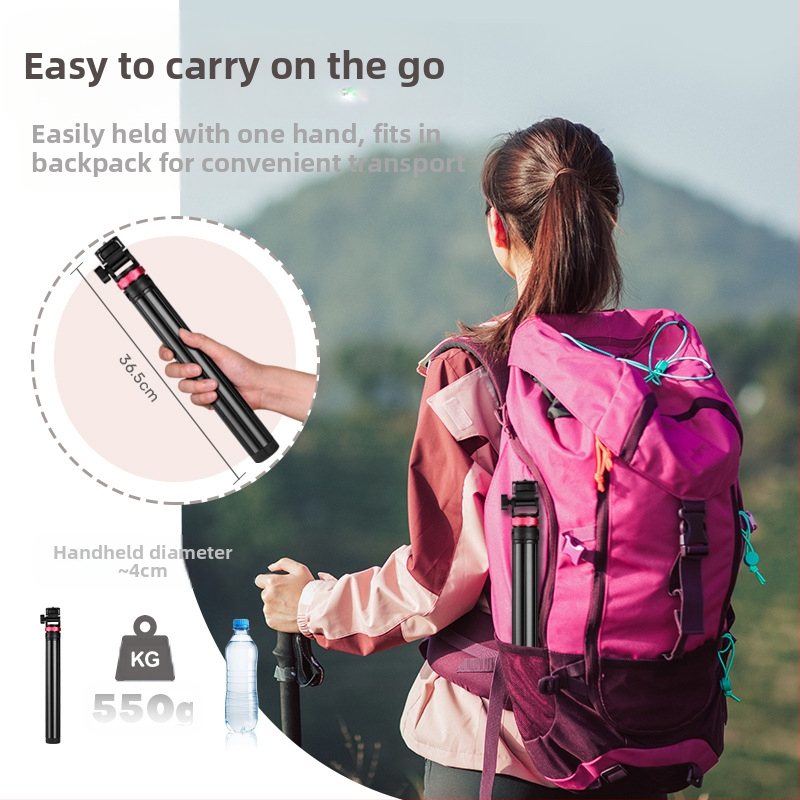 Телефонна селфи-стойка за лайв стрийминг с алуминиева телескопична светлинна стойка и преносим трипод