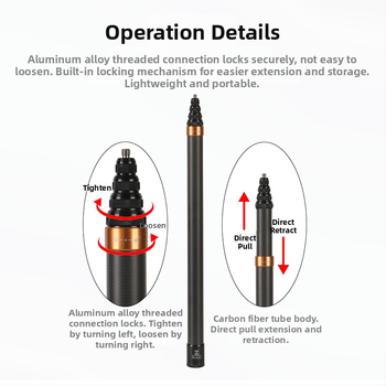 Ράβδος επέκτασης για Insta360 και GoPro πανοραμικές κάμερες δράσης, αλουμινίου κράμα, μέγιστο φορτίο έως 2 kg