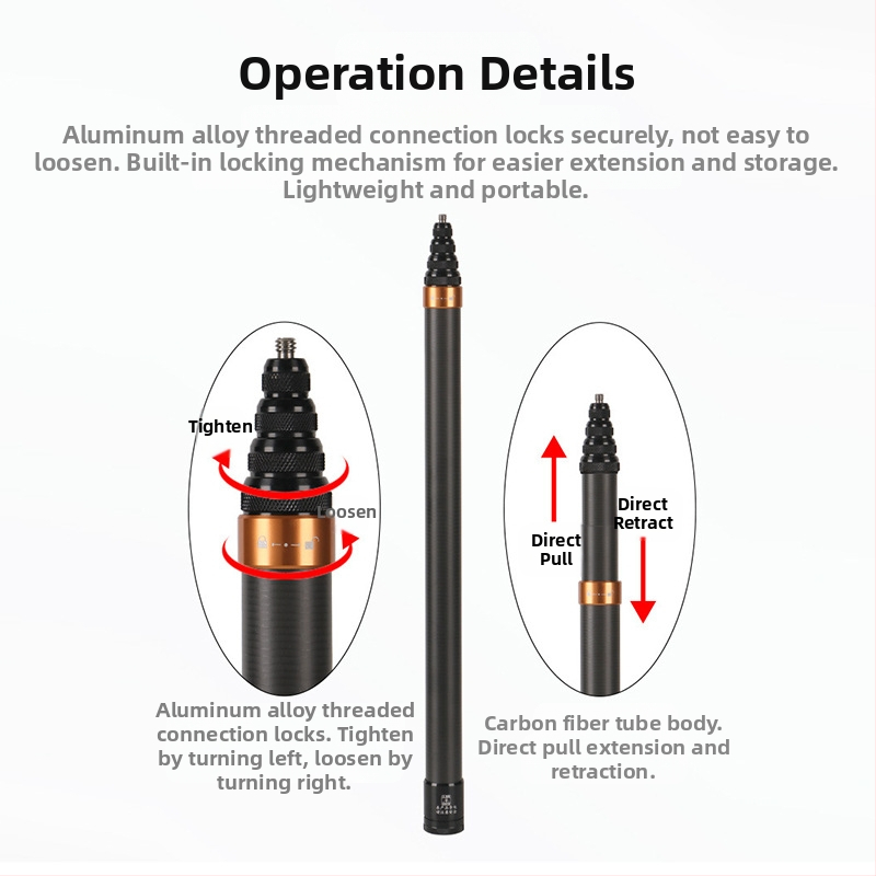 Rozširujúca tyč pre Insta360 a GoPro panoramatické akčné kamery, hliníková zliatina, nosnosť do 2 kg