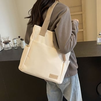 Дамска градска Tote чанта от нейлон, вертикална квадратна форма, цип, вътрешни джобове за телефон и лична карта, двойни презрамки, лято 2024