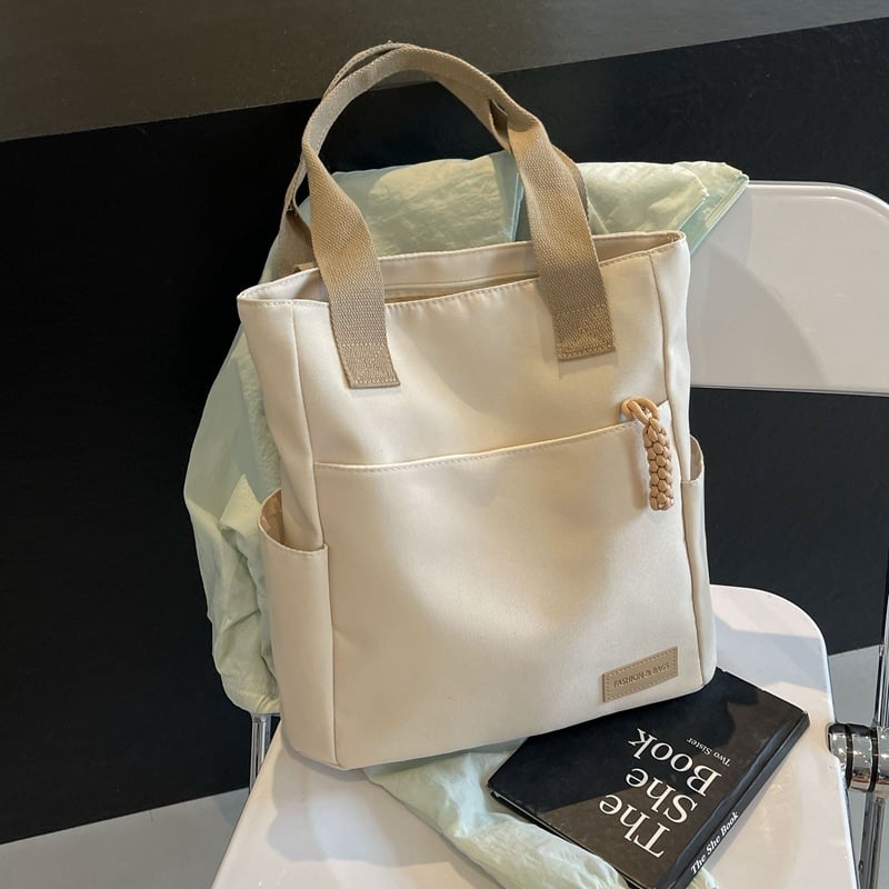 Дамска градска Tote чанта от нейлон, вертикална квадратна форма, цип, вътрешни джобове за телефон и лична карта, двойни презрамки, лято 2024