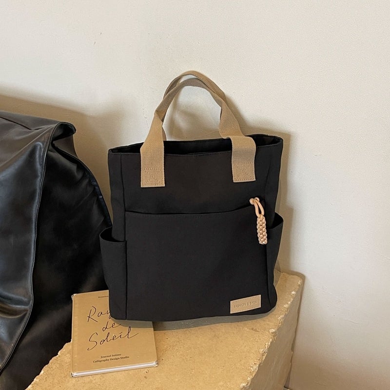 Дамска градска Tote чанта от нейлон, вертикална квадратна форма, цип, вътрешни джобове за телефон и лична карта, двойни презрамки, лято 2024