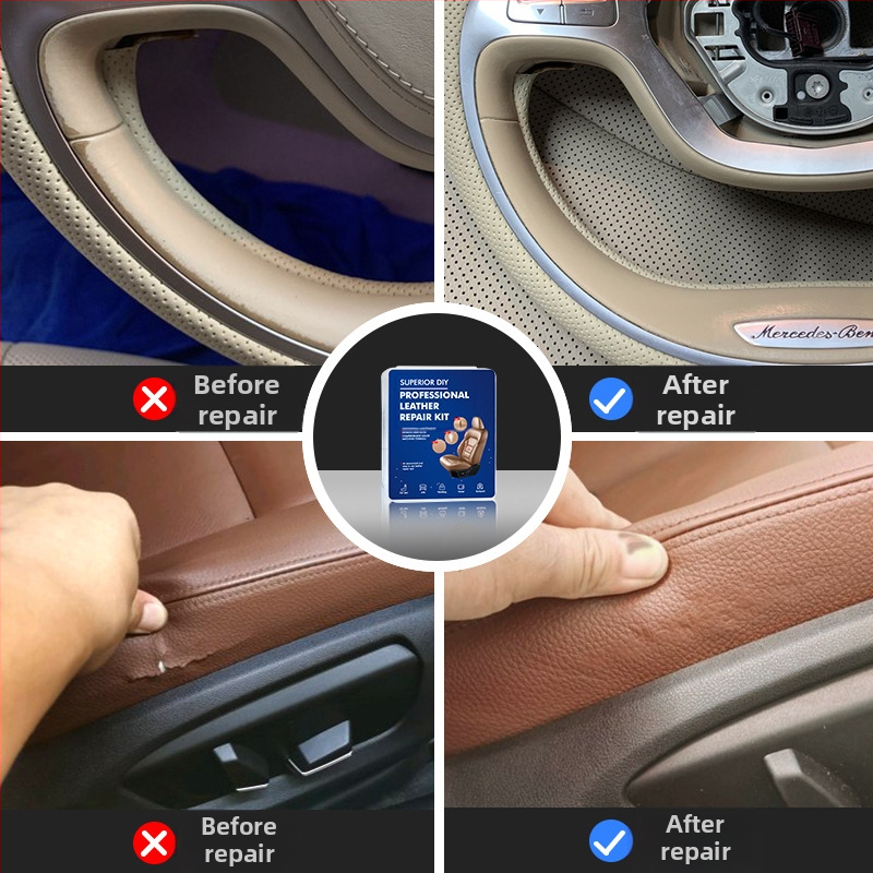 Automobiļa sēdekļu ādas labošanas pastas komplekts, FH040, plastmasa + pasta, bez pielāgošanas.