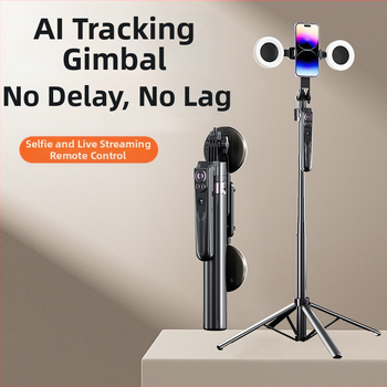 Selfie lazda su AI veido sekimo funkcija ir integruotu kameros laikikliu, aliuminio lydinys, vertikali 360° rotacija, horizontali 180° rotacija, svoris 620 g