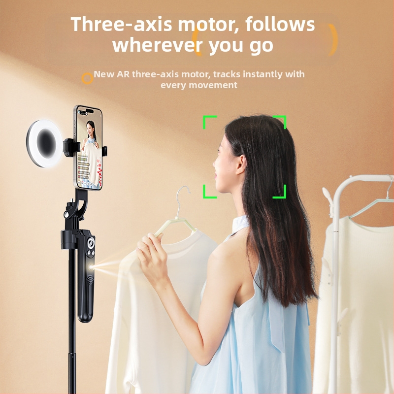 Selfie lazda su AI veido sekimo funkcija ir integruotu kameros laikikliu, aliuminio lydinys, vertikali 360° rotacija, horizontali 180° rotacija, svoris 620 g