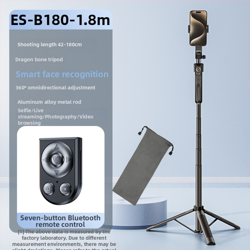 Selfie lazda su AI veido sekimo funkcija ir integruotu kameros laikikliu, aliuminio lydinys, vertikali 360° rotacija, horizontali 180° rotacija, svoris 620 g