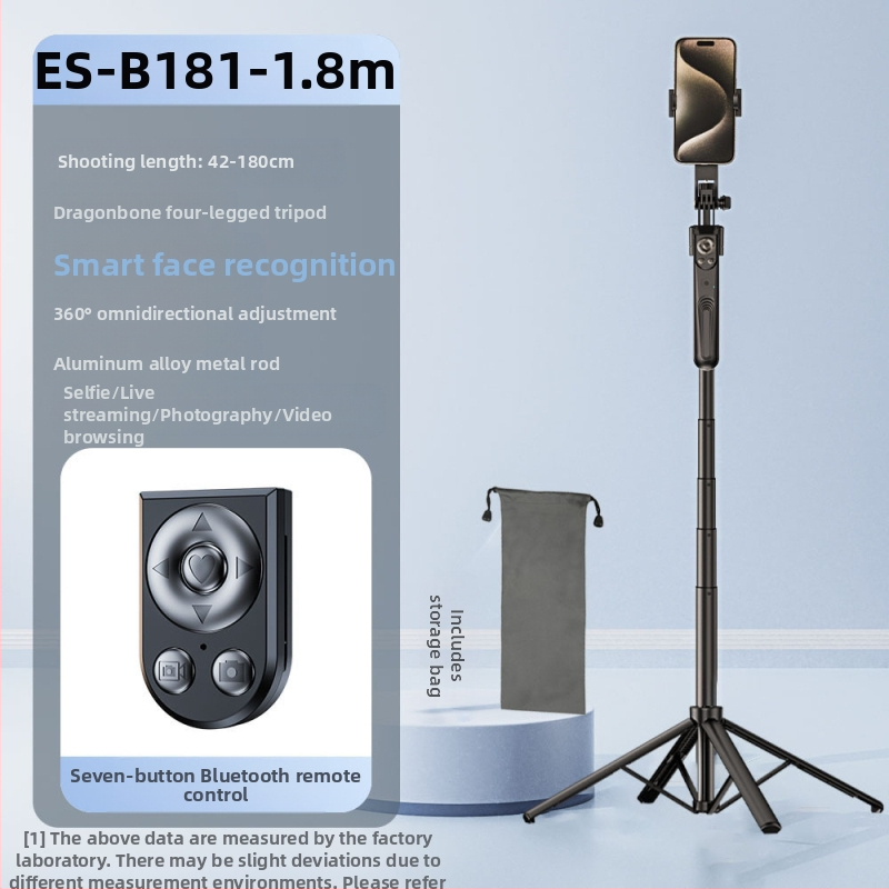 Selfie lazda su AI veido sekimo funkcija ir integruotu kameros laikikliu, aliuminio lydinys, vertikali 360° rotacija, horizontali 180° rotacija, svoris 620 g