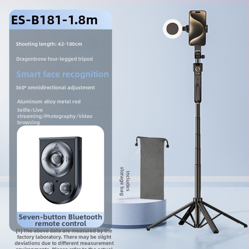 Selfie lazda su AI veido sekimo funkcija ir integruotu kameros laikikliu, aliuminio lydinys, vertikali 360° rotacija, horizontali 180° rotacija, svoris 620 g