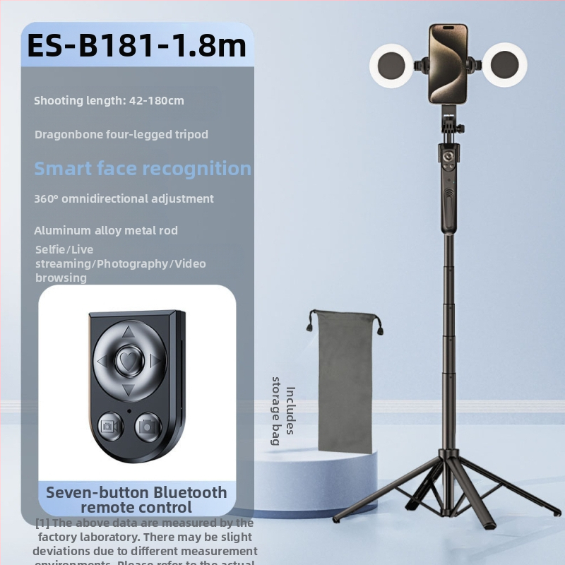 Selfie lazda su AI veido sekimo funkcija ir integruotu kameros laikikliu, aliuminio lydinys, vertikali 360° rotacija, horizontali 180° rotacija, svoris 620 g