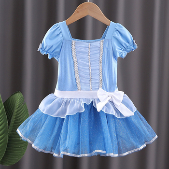 Детски балетен сценичен костюм с пола от тюл, Modal плат 80%, меко обработване, принцес стил.