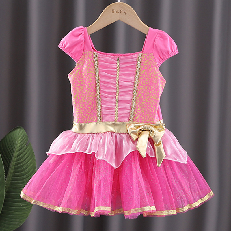 Детски балетен сценичен костюм с пола от тюл, Modal плат 80%, меко обработване, принцес стил.