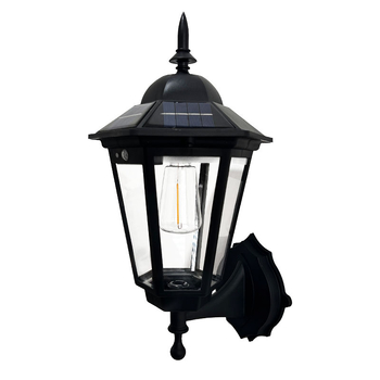 Ηλιακή εξωτερική επιτοίχια λάμπα LED με νήμα tungsten, αδιάβροχη ευρωπαϊκού στυλ – διακόπτης επαγωγής, <5W, 6–12 ωρών λειτουργίας, 10000 ωρών ζωής