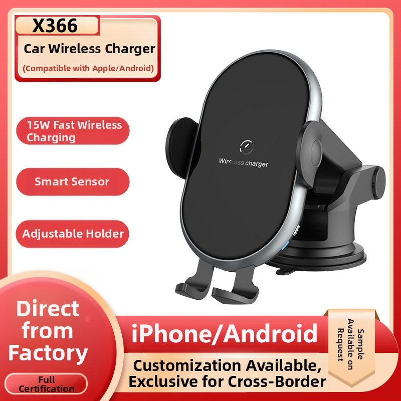 Универсален държач за телефон за автомобилен въздуховод с безжично зареждане 15W, сензорна активизация, QC3.0, 5V3A