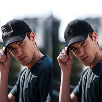 Καπέλο baseball για GoPro, Yi και SJCam κάμερες δράσης - μακρύ γείσο, μάρκα Khaki, με εκτυπωμένο λογότυπο