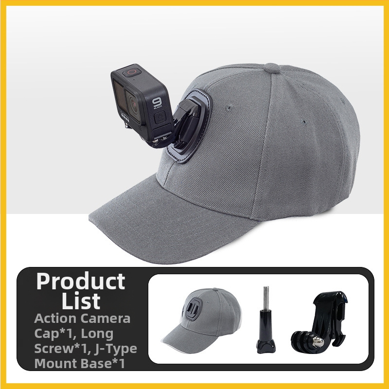 Baseball kapa za GoPro, Yi i SJCam akcijske kamere - produženi obod, Khaki marka, s ispisanim logom