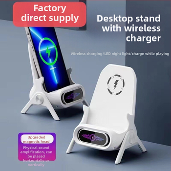 Безжично зарядно за мобилен телефон със стойка за настолен монтаж за хоризонтално или вертикално ползване, QC3.0, 2 A, 15 W, Бързо зареждане