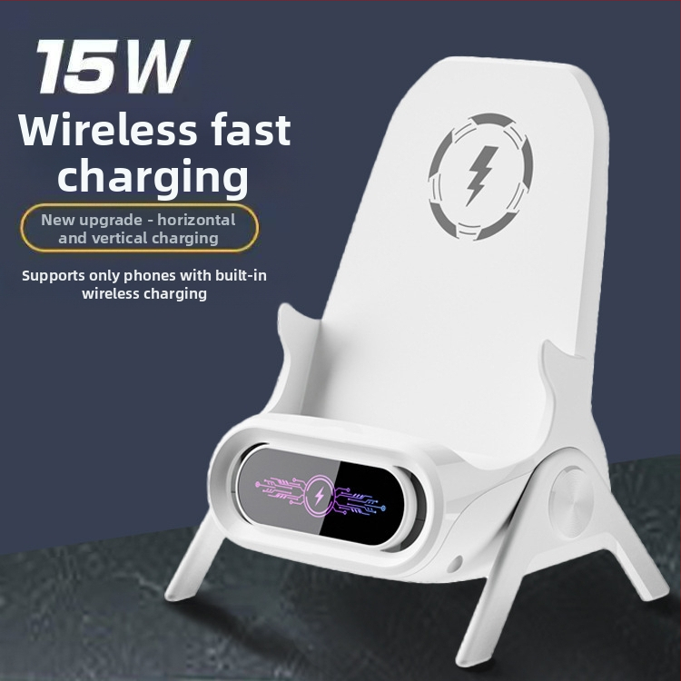 Безжично зарядно за мобилен телефон със стойка за настолен монтаж за хоризонтално или вертикално ползване, QC3.0, 2 A, 15 W, Бързо зареждане