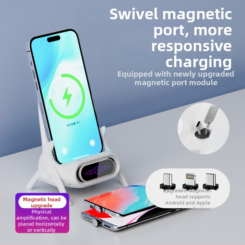 Безжично зарядно за мобилен телефон със стойка за настолен монтаж за хоризонтално или вертикално ползване, QC3.0, 2 A, 15 W, Бързо зареждане